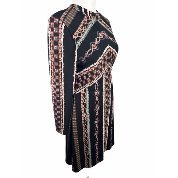 Free People Stella Mini Dress Boho Chic Long Sleeve Geometric Print Medium - Picture 8 of 14